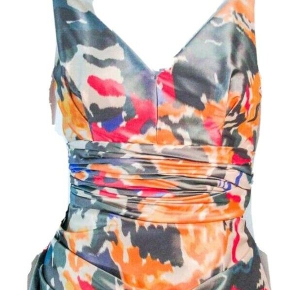 °$7,500 OSCAR DELA RENTA SILK FLORAL MULTI COLOR RUNWAY GOWN US 4 M - Picture 3 of 11